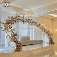 ANNIELU Nouveau support de toile de fond robuste en métal courbé réglable pour événements et décorations de scène de mariage
