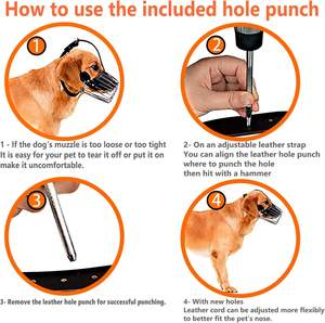 Bozal para perros equinos Varios tamaños Cuero Metal Perros grandes Bozal Entrenador de perros - Product Image 6