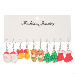 Boucles d'oreilles pendantes en résine de Noël, motif dessin animé, Père Noël, Bonhomme de neige, Renne, Bijoux cadeau de fête - Product Image 5
