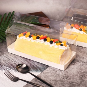 Caja portátil de plástico de grado alimenticio para rollos de pastel con asa, papel estucado, laminación mate, impresión y manipulación, precio mayorista - Product Image 1