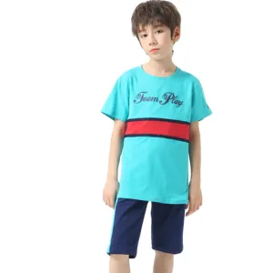 Çocuk giyim tasarımcısı yaz güneşli yakışıklı genç giyim setleri erkek spor Jogger çocuklar için Suit