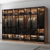 Coiffeuse de chambre en bois avec armoire coulissante en aluminium à 8 portes, miroir et placards