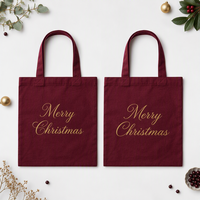 Sac cadeau en toile recyclée en gros pour les besoins festifs d'hiver, articles vierges personnalisables avec impression d'illustrations