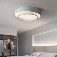 Plafonnier LED moderne à double couche pour chambre à coucher Diffuseur acrylique rond en acier au design simple avec base en fer IP44