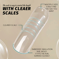 Makeauty, lo último en tendencia, 150 unidades/caja, moldes de plástico cuadrados dobles para uñas, moldes reutilizables para extensión de uñas para uso en salón, con escala transparente