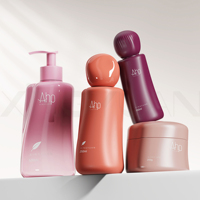 Ensemble d'emballages de luxe personnalisés pour cosmétiques : flacons à capuchon arrondi, pots de crème en plastique, flacons de toner, soins corporels, shampoing, sérum et lotion