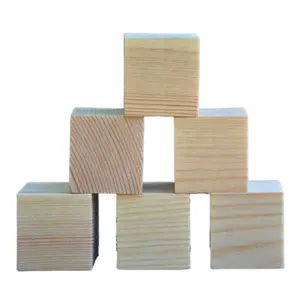 Cubo de madera Natural para manualidades, para apilar bloques pequeños, Sin terminar