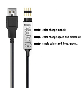 WL-USB3K-01 1m A MENÉ LA Bande + 3 clés En Ligne Contrôleur + Câble USB RVB A MENÉ Des Bandes 1M 3.28ft USB TV Biais D'éclairage - Product Image 3