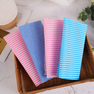 Wholesale Russian Stripe Japanese Style <b>Loofah</b> Bath Towel Long Back Scrubber for Shower Exfoliating Bath Sponge for Men - Product Image 3