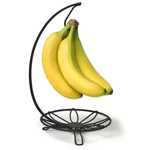 Zwart Metalen Draad Aanrecht Bananenhouder Metalen Bananenstandaard Bananenrek