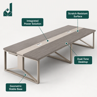 Table de conférence moderne en MDF pour 10 personnes, salle de réunion, forme oblongue, ensemble de bureau et de chaises de réception