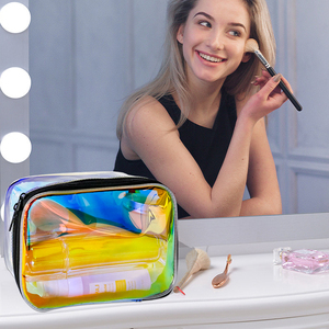 Bolsa de viaje de PVC para artículos de tocador, Maleta de <span class=keywords><strong>maquillaje</strong></span>, bolsas de cosméticos con cremallera, bolsa de PVC <span class=keywords><strong>transparente</strong></span> impermeable holográfica - Product Image 5