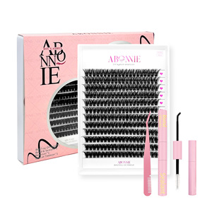 Abonnie Diy Eyelash <b>Extension</b> Kit Fluffy Mink <b>Lash</b> <b>Cluster</b> Black Cotton Stalk Curly Thick Import Fibers 30P40P50P80P - Product Image 5