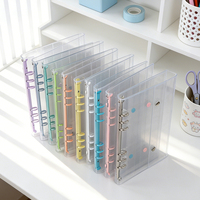 Protège-cahiers transparents A5 A6 A7/A8 en PVC pour agenda, organiseur de budget transparent à feuilles mobiles avec boutons-pression bicolores