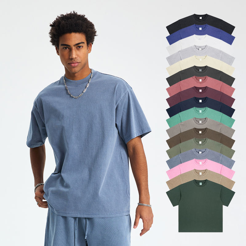 New Arrival Basic Cotton T-shirt 250gsm Retro Washed Oversize Summer Tee Custom Screen Dtg Printing Low Moq Blank Tee