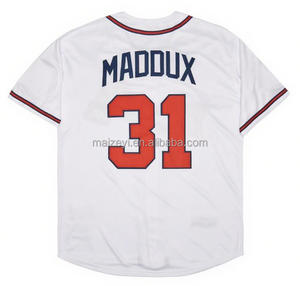 Maillot de baseball de meilleure qualité cousu sur mesure #31 Maddux American Throwback épais - Product Image 2