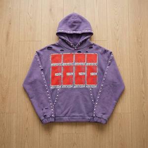 Sudaderas con Capucha Personalizadas al por Mayor, de Algodón French Terry, Estilo Urbano Y2K Grunge, con Adornos de Perlas, Estampado Gráfico Desgastado, para Hombre - Product Image 1
