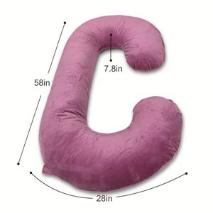 Almohada de Embarazo Magenta con Funda de Terciopelo, Almohada Corporal de Maternidad en Forma de C para Dormir de Lado - Product Image 4
