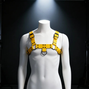 สายรัดหนังสำหรับผู้ชาย สีเหลือง สายรัดหน้าอก สำหรับการแสดงบนเวที - Product Image 4