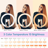 Anneau lumineux de Studio LED 10 ", avec trépied et support, lampe, éclairage annulaire pour photographie, prise de vue en direct, appareil photo, Selfie