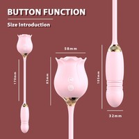 Vibromasseur en silicone en forme de rose avec extension de langue pour stimulation clitoridienne et fonction de succion