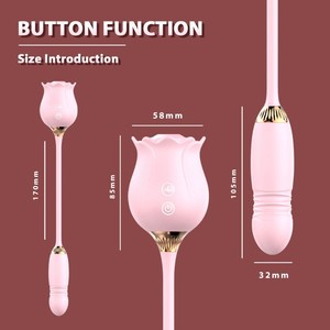 Vibromasseur en silicone en forme de rose avec extension de langue pour stimulation clitoridienne et fonction de <span class=keywords><strong>succion</strong></span> - Product Image 5