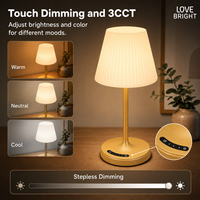 Lampe de table sans fil rechargeable flexible résistante aux éclaboussures IP54 avec variateur tactile 3 couleurs réglable pour salle de bain, spa, patio