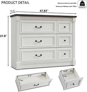 <span class=keywords><strong>Commode</strong></span> rustique en acier inoxydable 47.8 \ "large 6 tiroirs avec <span class=keywords><strong>colonne</strong></span> romaine 2 tailles différentes pour la décoration de la maison de ferme - Product Image 5