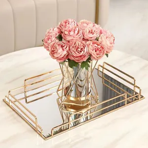 Gold Interior Nordic Living Room Table Modern Luxury Crystal Mirror Tray Wedding Decoration Other Decor For Home