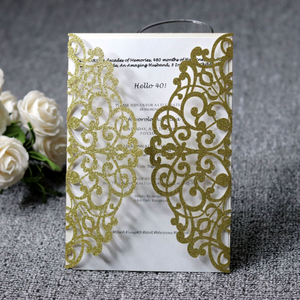 Designs personnalisés luxe élégant douche nuptiale découpé au laser papier poche invitations de mariage carte <span class=keywords><strong>enveloppe</strong></span> - Product Image 4