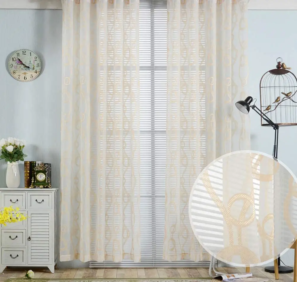 Look Jacquard Cutting Flower Curtains Fabric 2020new 100polyester Linen Latest Woven Light Yellow Sheer Fabric Lightweight