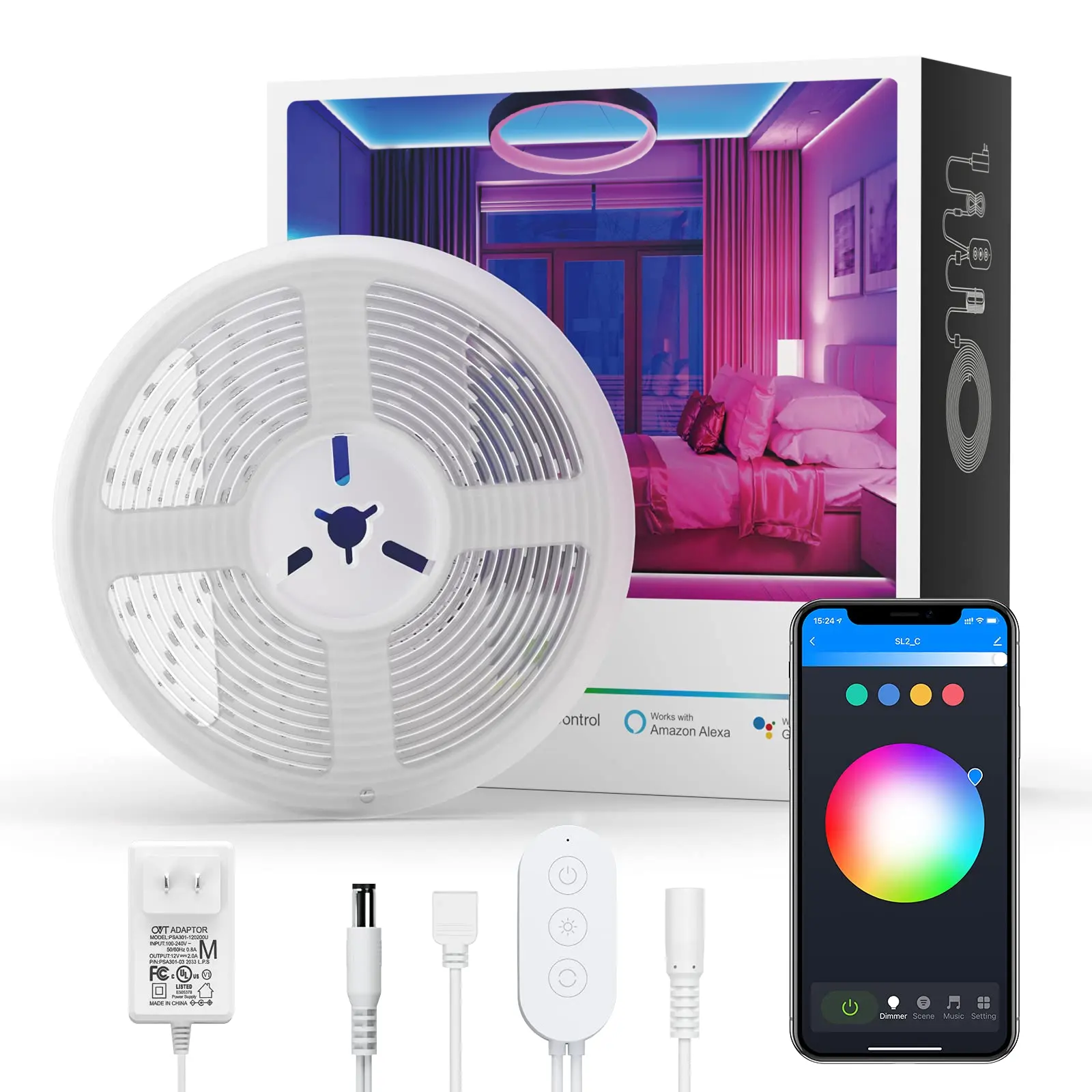 Tuya wifi RGBLEDストリップライトTVバックライトミュージカルリズムストリップ5m/10m UK/US/EU/AU工場はalexa/googlehomeで動作します