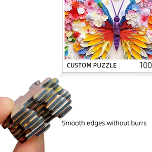 OEM nhà máy tùy chỉnh 500/1000 miếng bule giấy các tông ghép hình câu đố <span class=keywords><strong>3D</strong></span> bướm câu đố cho trẻ em/người lớn câu đố - Product Image 3