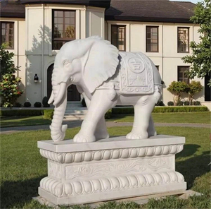 Tongmei hiện đại freestanding tùy chỉnh kích thước kỷ niệm nghệ thuật Zoo lối vào điêu khắc lớn đá cẩm thạch voi tượng - Product Image 1