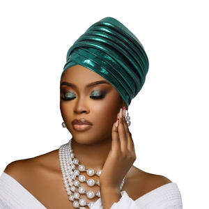 Nouveauté 2025 : Foulard Aso Oke Africain Auto-attachant pour <span class=keywords><strong>Femme</strong></span>, Style Uni Croisé, Bonnet Hijab Musulman, Foulard Aso Oke pour <span class=keywords><strong>Femme</strong></span> - Product Image 6