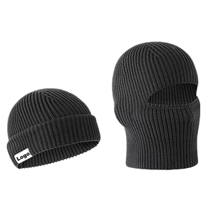 Tùy Chỉnh Unisex Mùa Đông Dệt Kim Balaclava Mặt Nạ Khuôn Mặt Ấm Áp 2 Trong 1 Beanie Mũ Cho Xe Máy Cưỡi Trượt Tuyết - Product Image 5