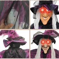 Nicro vente chaude Latex sorcière fantôme avec chapeau pendentif suspendu maison hantée horreur brillant cheveux longs décorations d'halloween