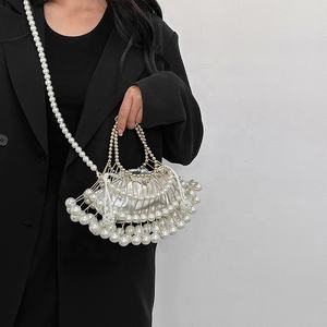 Bolsos de Mano de Noche con Cuentas para Mujer, Bolsos de Fiesta Formales para Novia, Bolsos de Hombro con Cadena, Bolsos de Mano Hechos a Mano con Cuentas, Bolsos de Mano de Perlas para Mujer - Product Image 6