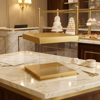 Boîtes à gâteaux premium de 4 pouces avec couvercles dorés et parois latérales transparentes, stock d'usine disponible en gros