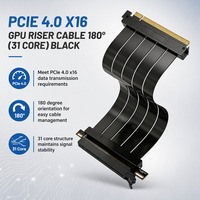 Câble Riser PCIe 4.0 X16 Personnalisable 64 Go/s, Câble de Montage GPU Vertical à 180 Degrés, Adaptateur Flexible en PVC Cuivre pour PC MOD