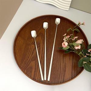 Stainless Steel Stirring <b>Spoon</b> Square Head Long Handle <b>Coffee</b> Tea Dessert <b>Spoon</b> Food Grade - Product Image 2