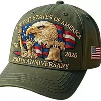 Gorra de Béisbol Bordada con el Logotipo del 250 Aniversario de los Estados Unidos, Ajustable, Unisex, de Sarga, con Parche de Águila y Bandera