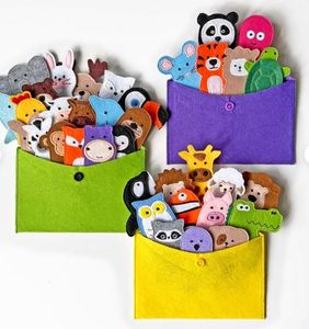 Ensemble de marionnettes en feutre personnalisées pour <span class=keywords><strong>animaux</strong></span>, jouets de pépinière Montessori, jouets éducatifs en feutre et activités - Product Image 1