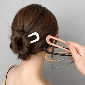 Vente en gros, nouvelle épingle à cheveux coréenne en forme de U en plastique pour chignon épingle à cheveux en acrylique pour dames