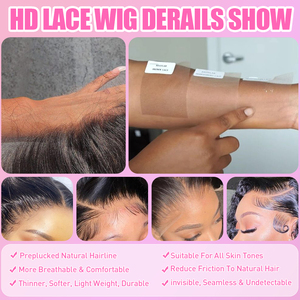 Pelucas de Cabello Humano con Encaje HD, Densidad 250, Pelucas de Cabello Humano de 30 Pulgadas de Largo, Pelucas con Frente de Encaje, Cabello Humano Chino Virgen Liso, Sin Pegamento - Product Image 6