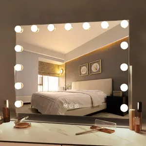 Espejo de maquillaje de mesa Led Hollywood espejo de maquillaje iluminado con 15 piezas luces LED para escritorio de dormitorio