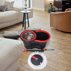 Khuyến mãi nóng: Mop xoay <span class=keywords><strong>360</strong></span> độ bằng sợi microfiber, lau chùi dễ dàng với cán thép, xô nhựa, xuất xưởng trực tiếp - Product Image 5