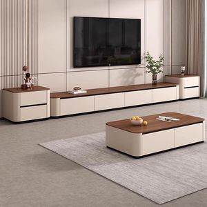 Set Moderno di <span class=keywords><strong>Mobile</strong></span> <span class=keywords><strong>TV</strong></span> e Tavolino <span class=keywords><strong>da</strong></span> Caffè per Soggiorno e <span class=keywords><strong>Camera</strong></span> <span class=keywords><strong>da</strong></span> Letto, Design di Lusso Leggero con Funzione di Archiviazione - Product Image 1