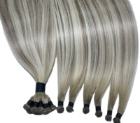 Extensions de cheveux humains russes Remy à double trame invisible, couleur personnalisée, trame nouée à la main, faible chute de cheveux, pour salon