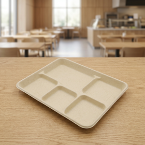 Bandeja Desechable de Pulpa Moldeada Cuadrada de 5 Pulgadas, de Lujo y Premium, Resistente al Agua, Biodegradable y Ecológica para Catering - Product Image 1